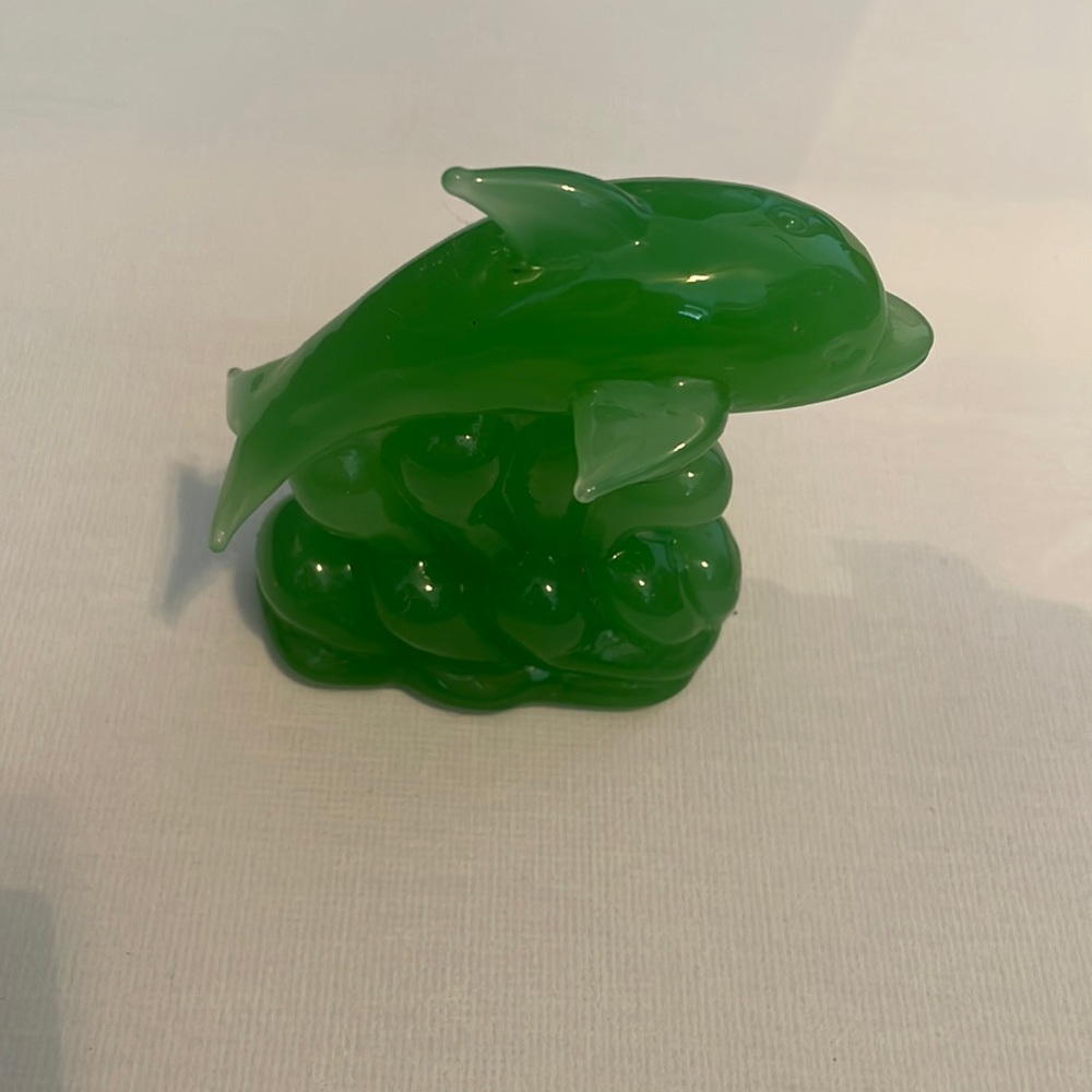 Lenox jade green glass dolphin figurine